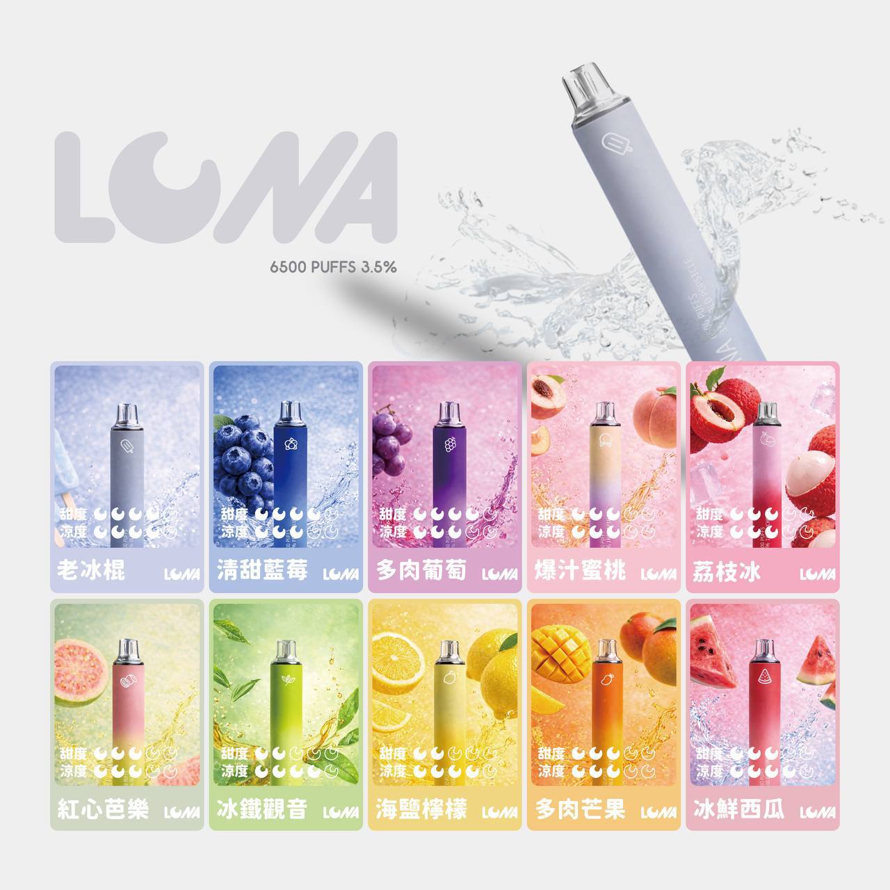 【LUNA 拋棄式6500口】超長續航 13ml大容量 水果×茶飲口味任選